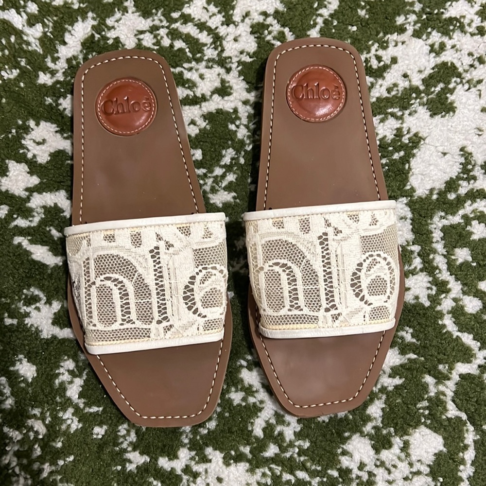 Authentic Chloe Woody Lace Flat Summer Sandals